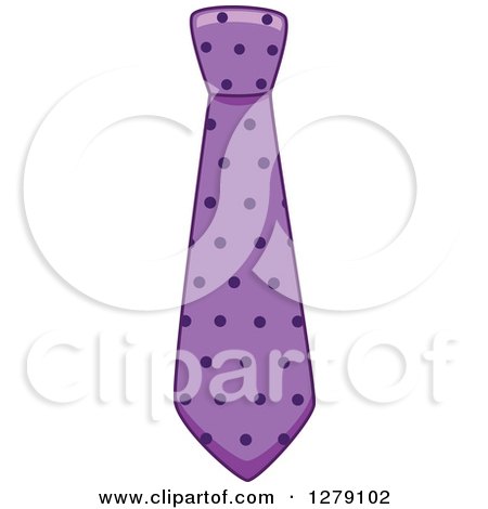 Clipart of a Purple Polka Dot Patterened Business Man Neck Tie - Royalty Free Vector Illustration by BNP Design Studio
