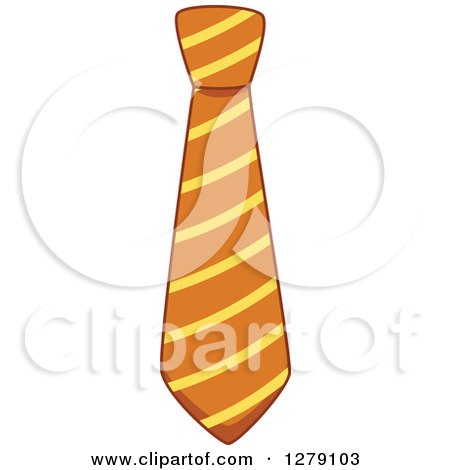 Clipart of a Yellow and Orange Stripes Patterened Business Man Neck Tie - Royalty Free Vector Illustration by BNP Design Studio