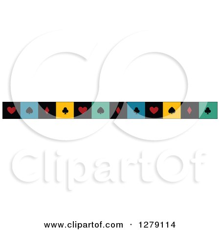 Clipart of a Colorful Border of Playing Card Suit Shapes - Royalty Free Vector Illustration by BNP Design Studio