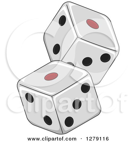 Clipart of a Black White and Red Dice - Royalty Free Vector Illustration by BNP Design Studio