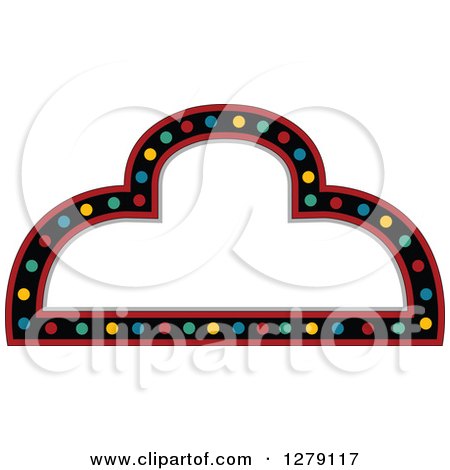 Clipart of a White Arch Casino Sign with Colorful Lights, Black and Red Borders - Royalty Free Vector Illustration by BNP Design Studio