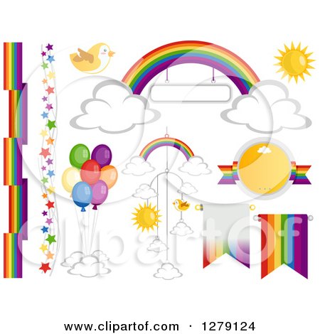 Clipart of Rainbow Themeed Design Elements - Royalty Free Vector Illustration by BNP Design Studio