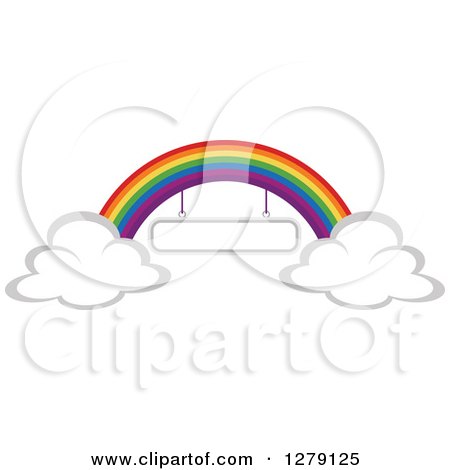Clipart of a Rainbow Arch with Clouds and a Hanging Blank Sign - Royalty Free Vector Illustration by BNP Design Studio