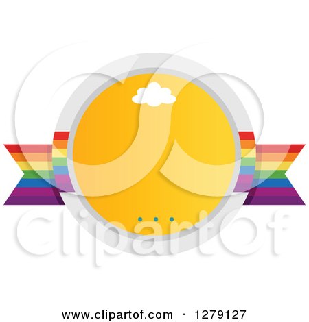Clipart of a Rainbow Label with a Sun Badge - Royalty Free Vector Illustration by BNP Design Studio