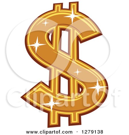 Clipart of a Sparkly Golden Dollar Currency Symbol - Royalty Free Vector Illustration by BNP Design Studio