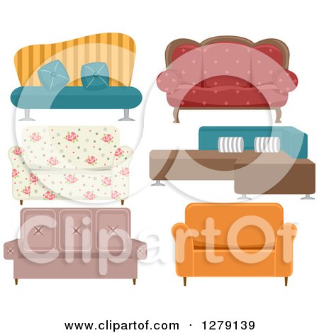 Clipart of Colorful Couches - Royalty Free Vector Illustration by BNP Design Studio