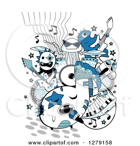 Clipart of a Doodle of a Monster Band - Royalty Free Vector Illustration by BNP Design Studio