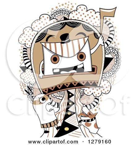 Clipart of a Doodle of Monsters and Mail - Royalty Free Vector Illustration by BNP Design Studio