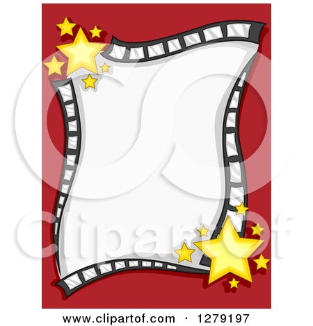 Clipart of a Film Strip Sign with Stars on Red - Royalty Free Vector Illustration by BNP Design Studio