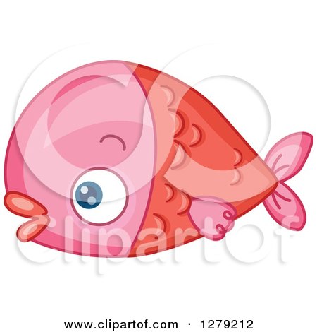 Clipart of a Cute Pink Fish in Profile - Royalty Free Vector Illustration by BNP Design Studio