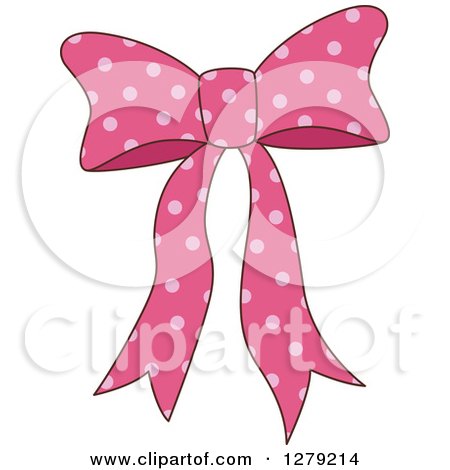 Clipart of a Pink Polka Dot Bow - Royalty Free Vector Illustration by BNP Design Studio