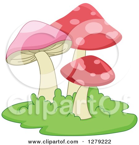 Clipart of Red and Pink Mushrooms - Royalty Free Vector Illustration by BNP Design Studio