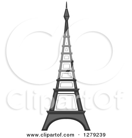 Clipart of the Eiffel Tower in Grayscale - Royalty Free Vector Illustration by BNP Design Studio