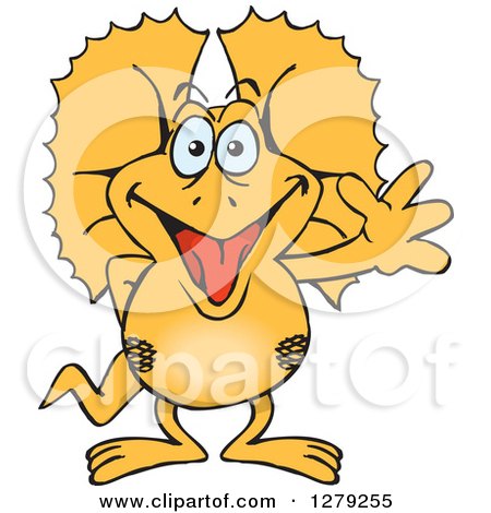 Clipart of a Happy Frill Lizard Waving - Royalty Free Vector Illustration by Dennis Holmes Designs