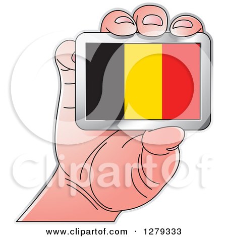 Clipart of a Caucasian Hand Holding a Belgian Flag - Royalty Free Vector Illustration by Lal Perera