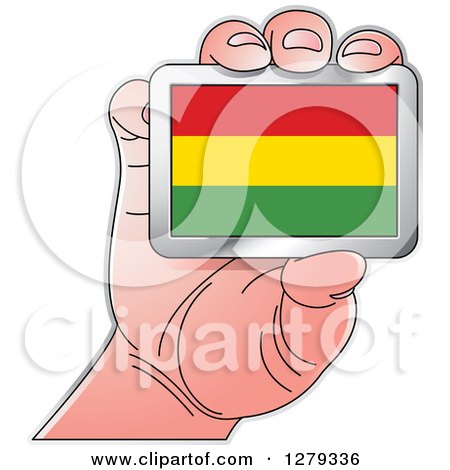 Clipart of a Caucasian Hand Holding a Bolivian Flag - Royalty Free Vector Illustration by Lal Perera