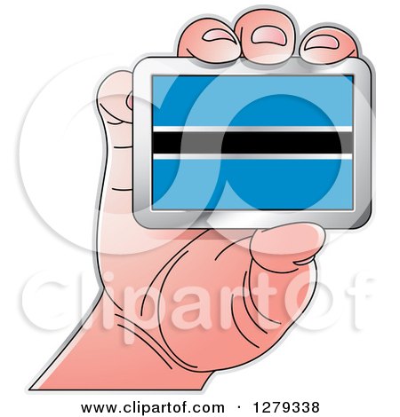 Clipart of a Caucasian Hand Holding a Batswana Flag - Royalty Free Vector Illustration by Lal Perera