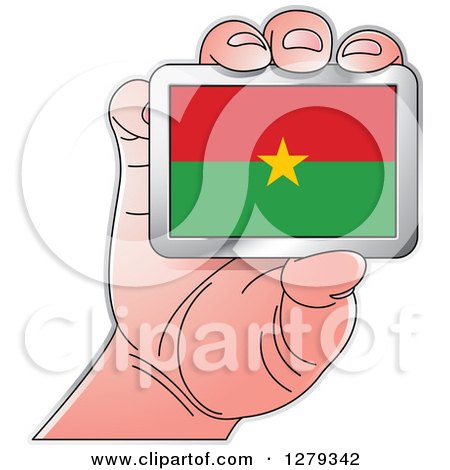 Clipart of a Caucasian Hand Holding a Burkina Faso Flag - Royalty Free Vector Illustration by Lal Perera
