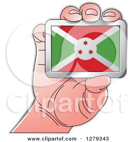 Clipart of a Caucasian Hand Holding a Burundian Flag - Royalty Free Vector Illustration by Lal Perera