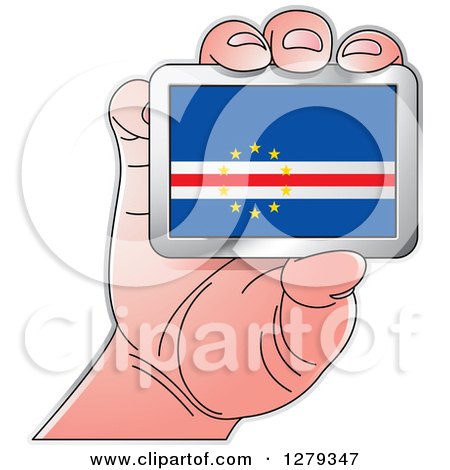 Clipart of a Caucasian Hand Holding a Cabo Verdean Flag - Royalty Free Vector Illustration by Lal Perera