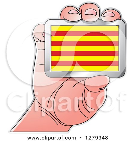 Clipart of a Caucasian Hand Holding a Catalonian Flag - Royalty Free Vector Illustration by Lal Perera