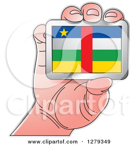Clipart of a Caucasian Hand Holding a Central African Flag - Royalty Free Vector Illustration by Lal Perera