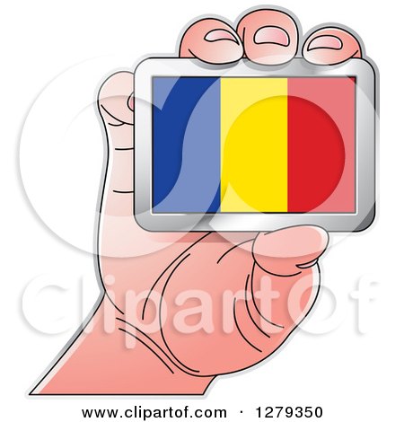 Clipart of a Caucasian Hand Holding a Chadian Flag - Royalty Free Vector Illustration by Lal Perera