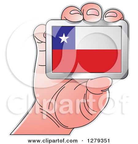 Clipart of a Caucasian Hand Holding a Chilean Flag - Royalty Free Vector Illustration by Lal Perera