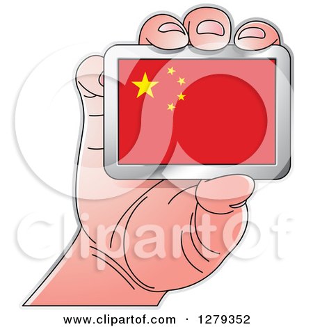 Clipart of a Caucasian Hand Holding a Chinese Flag - Royalty Free Vector Illustration by Lal Perera