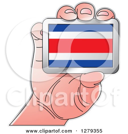 Clipart of a Caucasian Hand Holding a Costa Rican Flag - Royalty Free Vector Illustration by Lal Perera