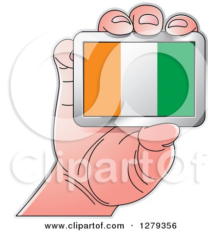 Clipart of a Caucasian Hand Holding an Ivorian Flag - Royalty Free Vector Illustration by Lal Perera