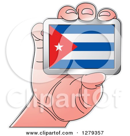 Clipart of a Caucasian Hand Holding a Cuban Flag - Royalty Free Vector Illustration by Lal Perera
