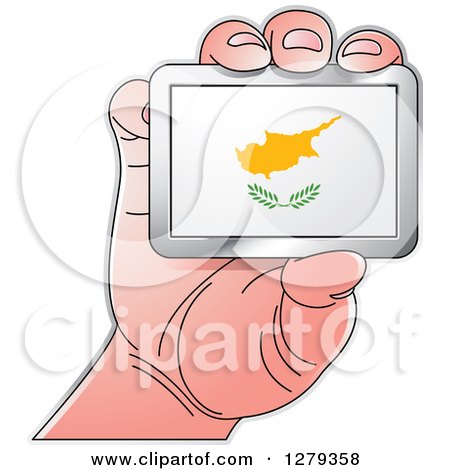 Clipart of a Caucasian Hand Holding a Cyprus Flag - Royalty Free Vector Illustration by Lal Perera