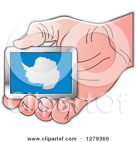 Clipart of a Caucasian Hand Holding an Antarctic Flag - Royalty Free Vector Illustration by Lal Perera