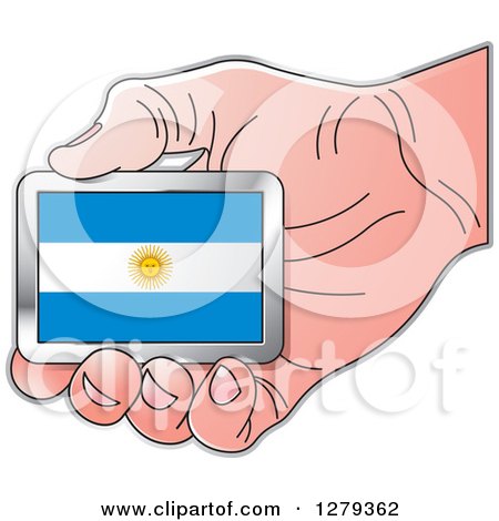 Clipart of a Caucasian Hand Holding an Argentine Flag - Royalty Free Vector Illustration by Lal Perera