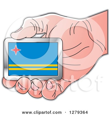 Clipart of a Caucasian Hand Holding an Aruban Flag - Royalty Free Vector Illustration by Lal Perera