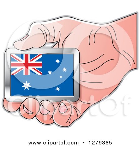 Clipart of a Caucasian Hand Holding an Australian Flag - Royalty Free Vector Illustration by Lal Perera