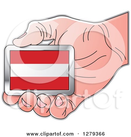 Clipart of a Caucasian Hand Holding an Austrian Flag - Royalty Free Vector Illustration by Lal Perera