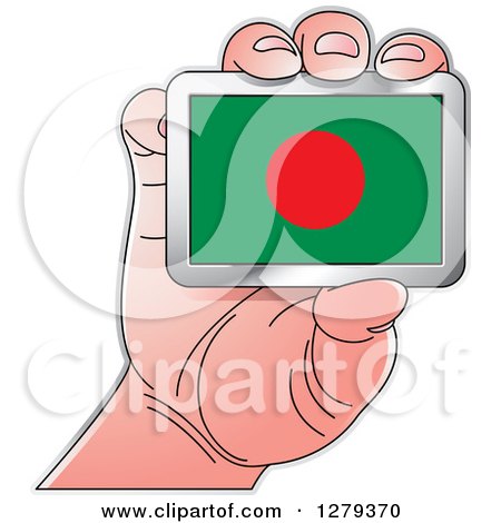 Clipart of a Caucasian Hand Holding a Bangladeshi Flag - Royalty Free Vector Illustration by Lal Perera