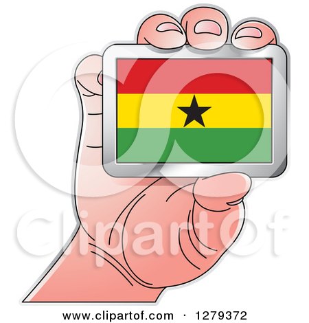 Clipart of a Caucasian Hand Holding a Ghanaian Flag - Royalty Free Vector Illustration by Lal Perera