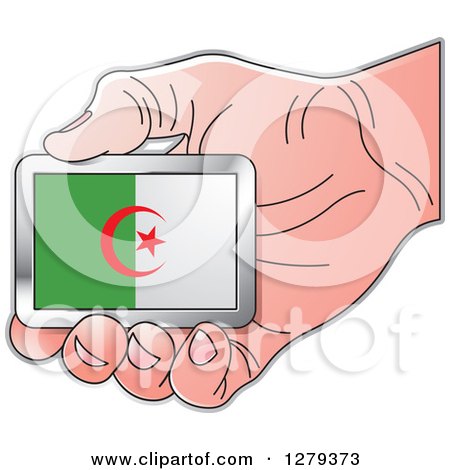 Clipart of a Caucasian Hand Holding an Algerian Flag - Royalty Free Vector Illustration by Lal Perera