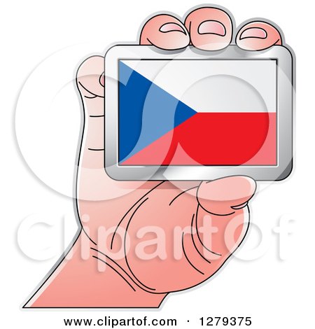 Clipart of a Caucasian Hand Holding a Czech Flag - Royalty Free Vector Illustration by Lal Perera