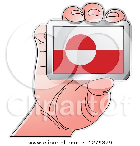 Clipart of a Caucasian Hand Holding a Greenland Flag - Royalty Free Vector Illustration by Lal Perera