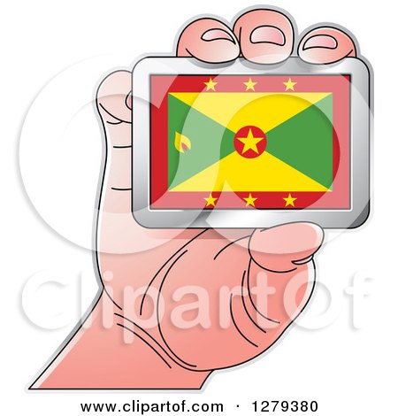 Clipart of a Caucasian Hand Holding a Grenada Flag - Royalty Free Vector Illustration by Lal Perera
