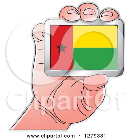 Clipart of a Caucasian Hand Holding a Guinea Bissau Flag - Royalty Free Vector Illustration by Lal Perera