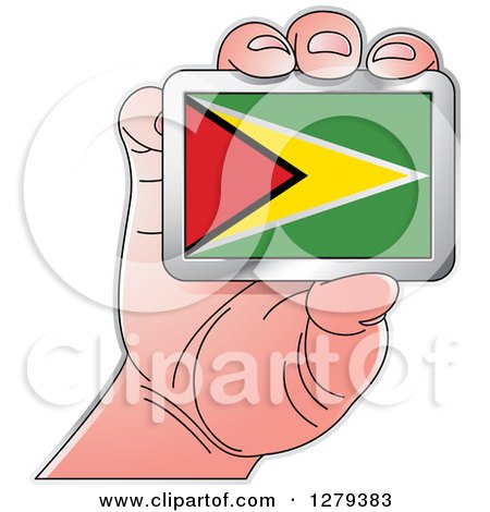 Clipart of a Caucasian Hand Holding a Guyanese Flag - Royalty Free Vector Illustration by Lal Perera