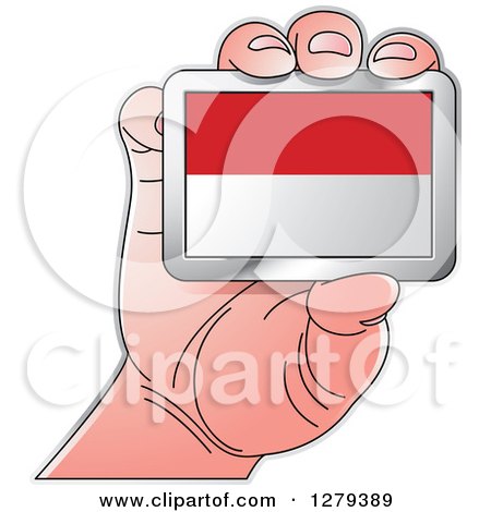 Clipart of a Caucasian Hand Holding an Indonesian Flag - Royalty Free Vector Illustration by Lal Perera