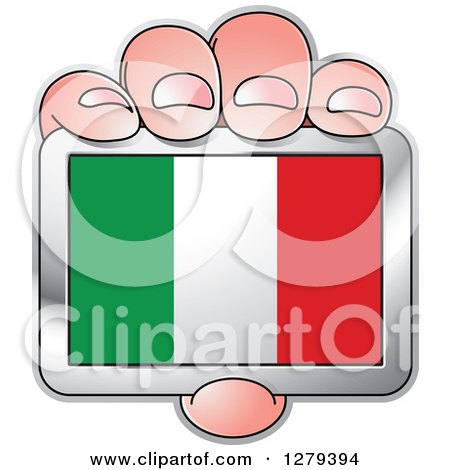Clipart of a Caucasian Hand Holding an Italian Flag - Royalty Free Vector Illustration by Lal Perera
