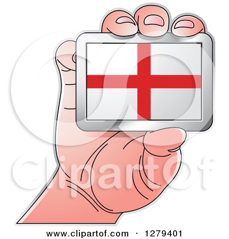 Clipart of a Caucasian Hand Holding an English Flag - Royalty Free Vector Illustration by Lal Perera