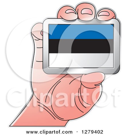 Clipart of a Caucasian Hand Holding an Estonia Flag - Royalty Free Vector Illustration by Lal Perera